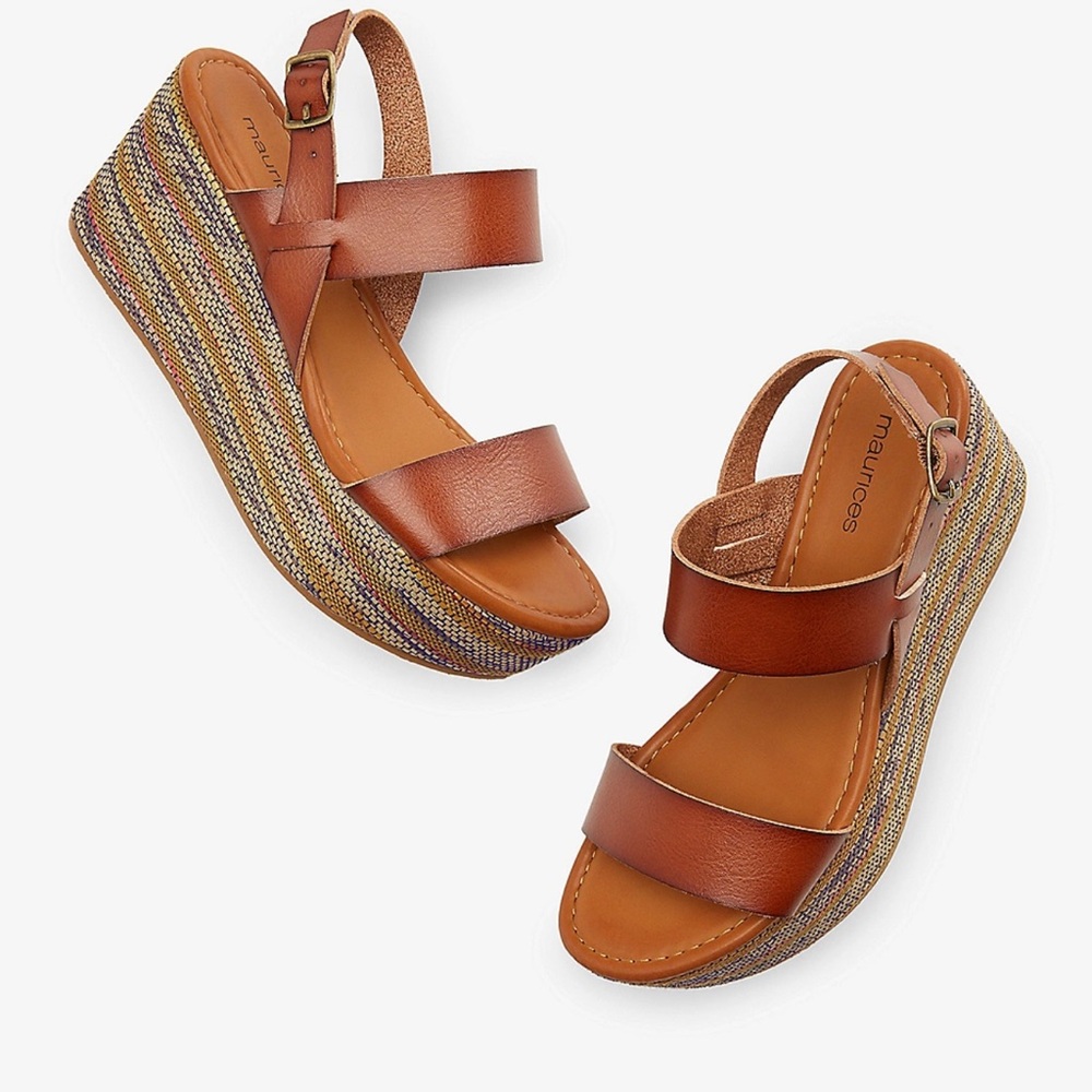 Maurices Brown Espadrille Wedges with Leather Straps